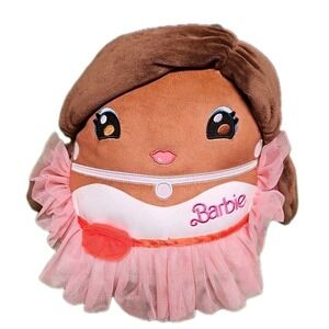 Barbie Plush Pillow Doll Squishmallow Style Soft Toy Pink Tutu Mattel 2023